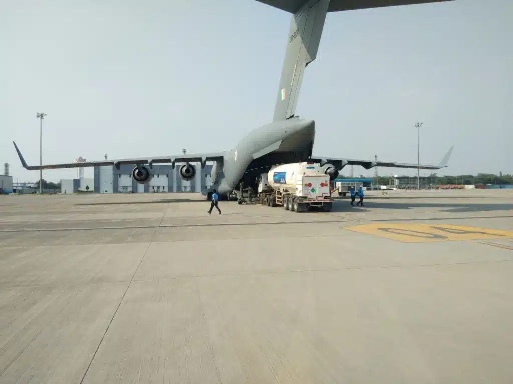 IAF starts operations to airlift oxygen containers amid Covid crisis. Courtesy : Ministry of Defense 