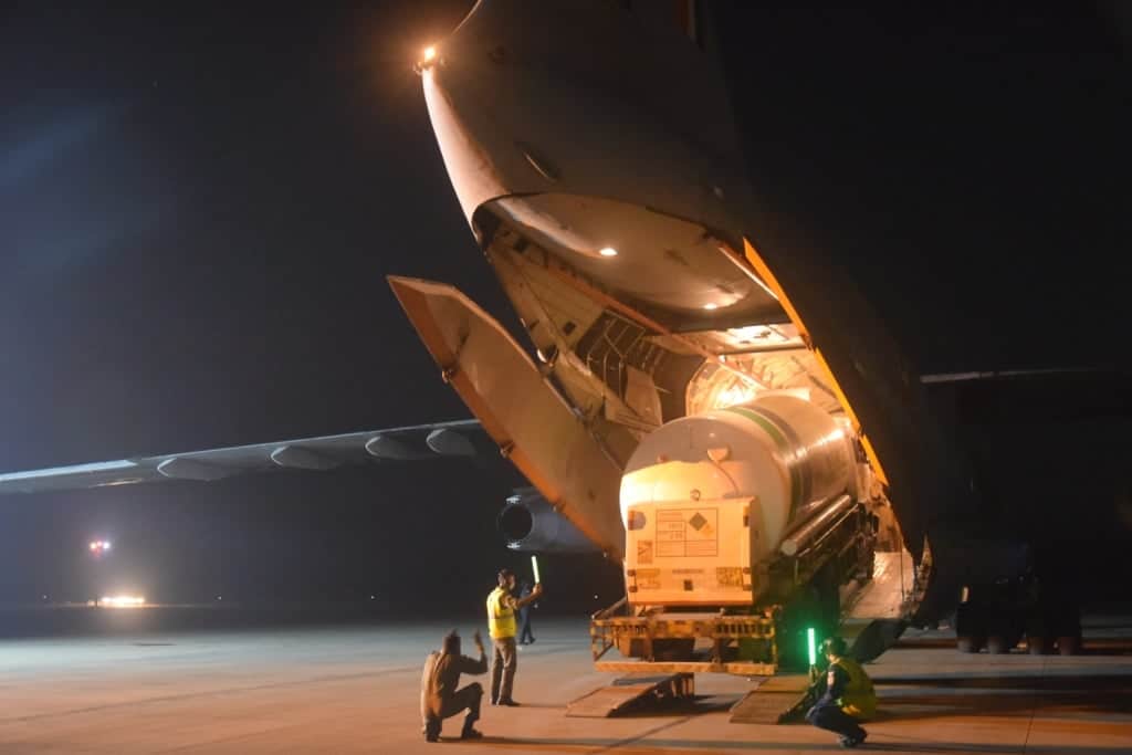 IAF starts operations to airlift oxygen containers amid Covid crisis. Courtesy : Ministry of Defense 