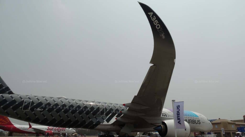 Exclusive Airbus A350 Photo Tour : Cabin, Seats and Walk around at wings India.