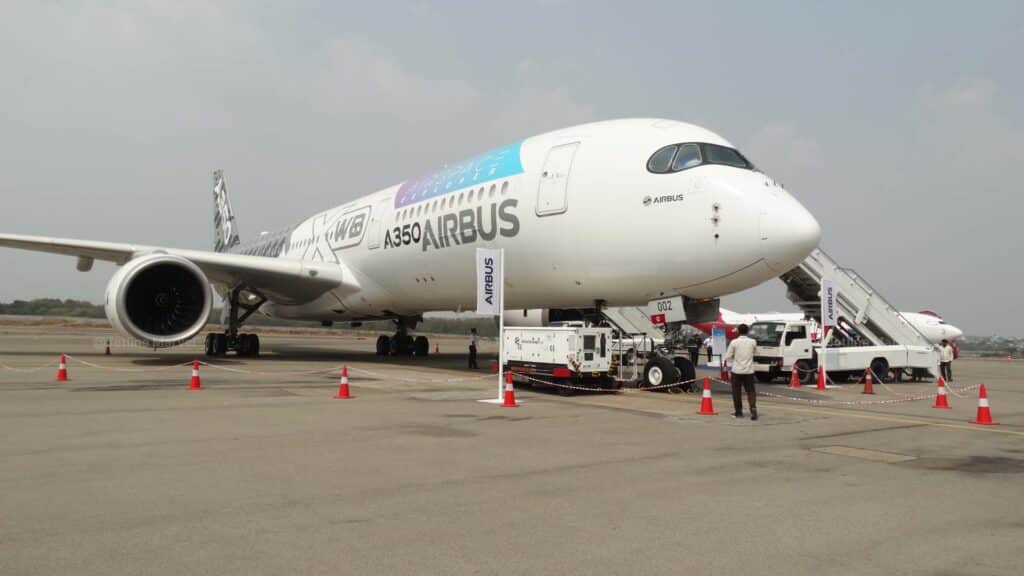 Exclusive Airbus A350 Photo Tour : Cabin, Seats and Walk around at wings India.