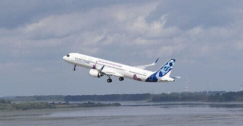 Airbus A321XLR jet takes off for the first time from Hamburg