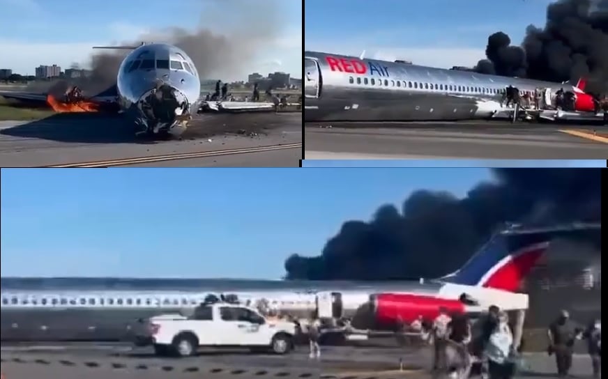 A Red Air MD-82 crashed and caught fire at Miami International Airport.