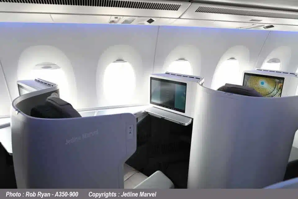 Tour of an Airbus A350-900 at the Farnborough Airport in 2022