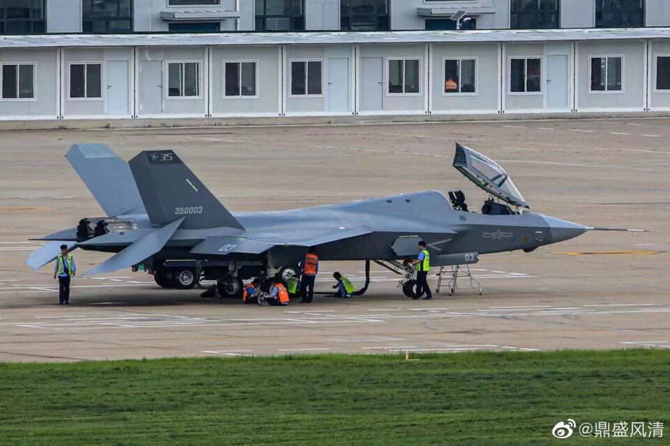 China displays the most recent J-35 stealth fighter with a new jet engine. WS-21