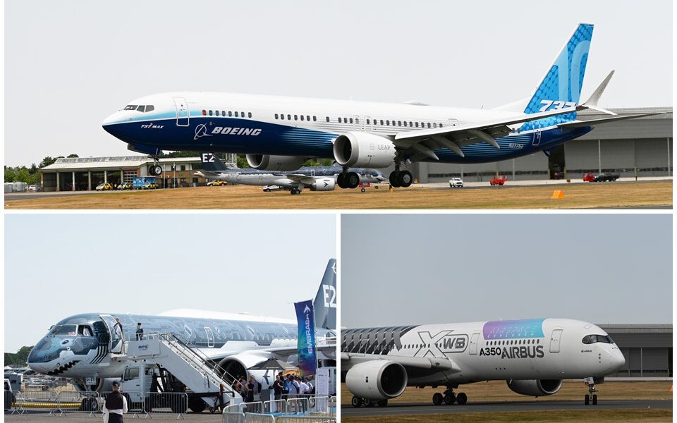 Total sales of Boeing, Airbus, and Embraer at Farnborough Airshow 2022