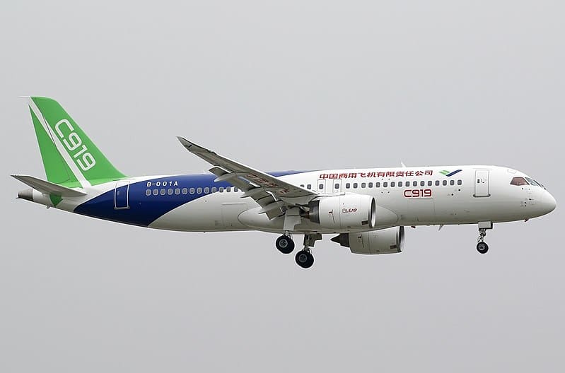 Aircraft comparisons between the Chinese built Comac C919 and the Embraer E195-E2.