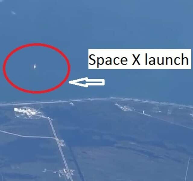 Passenger spotted the incredible launch of space X while in flight.