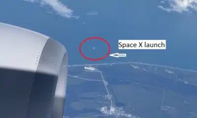Passenger spotted the incredible launch of space X while in flight.