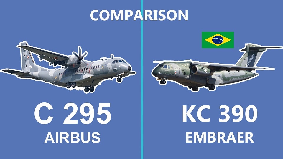 Aircraft comparisons between the Brazilian built Embraer KC 390 and the European Airbus C 295