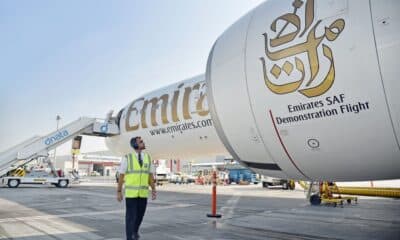 Emirates flew B777 test flight with 100% SAF