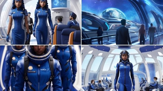 Imagine the future: IndiGo Airline Flies To The Moon with AI Cabin Crew Dress