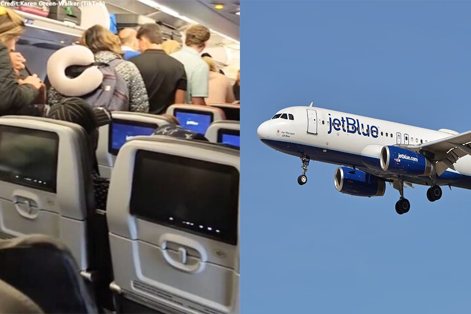 JetBlue Passengers' Attempt to Retrieve Overhead Luggage Mid-Air