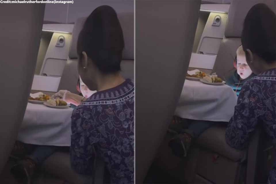 Singapore Airlines flight attendant spoon-feeding child on flight sparks debate