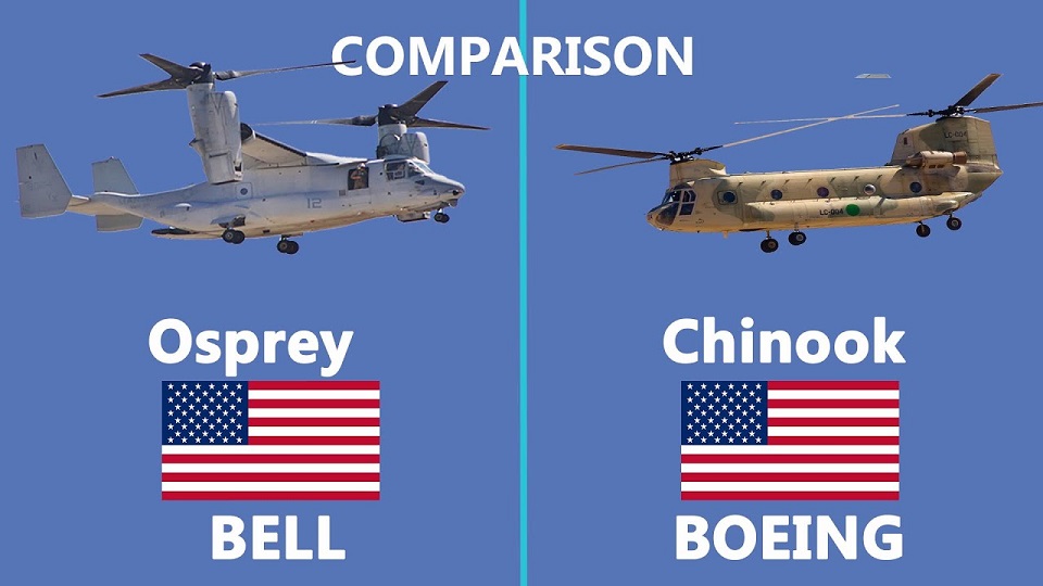 Comparison of Osprey vs Chinook Helicopter