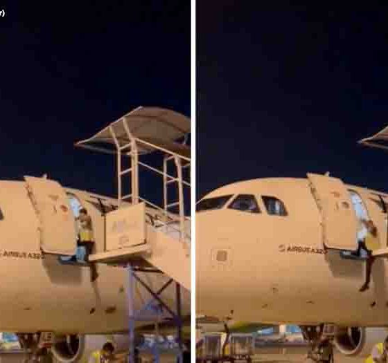 Man Falls From Airplane Door In Indonesia After Staff Pull Back Stairs