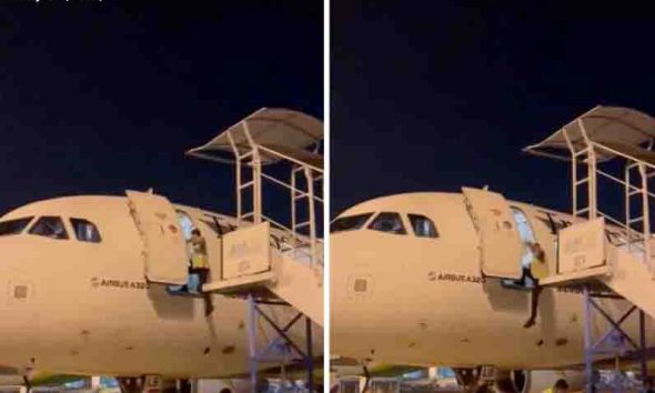Man Falls From Airplane Door In Indonesia After Staff Pull Back Stairs