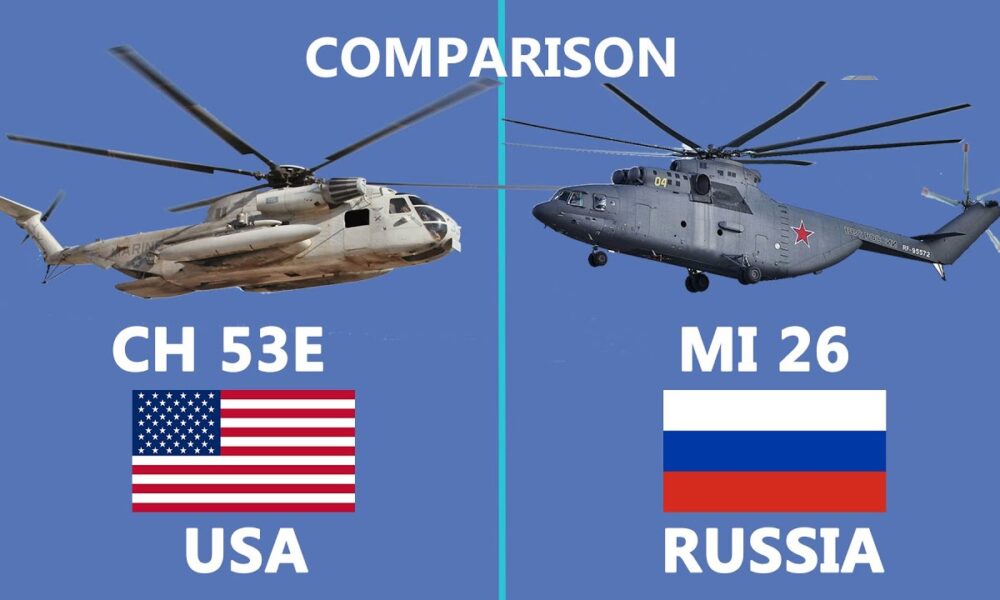 Comparison of Russian Mi 26 vs Sikorsky CH 53E World's two largest Helicopter